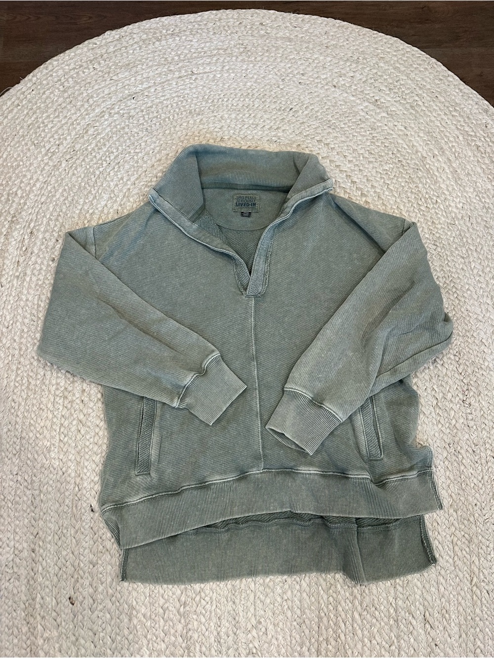 aerie sage green pullover half-zip sweatshirt
